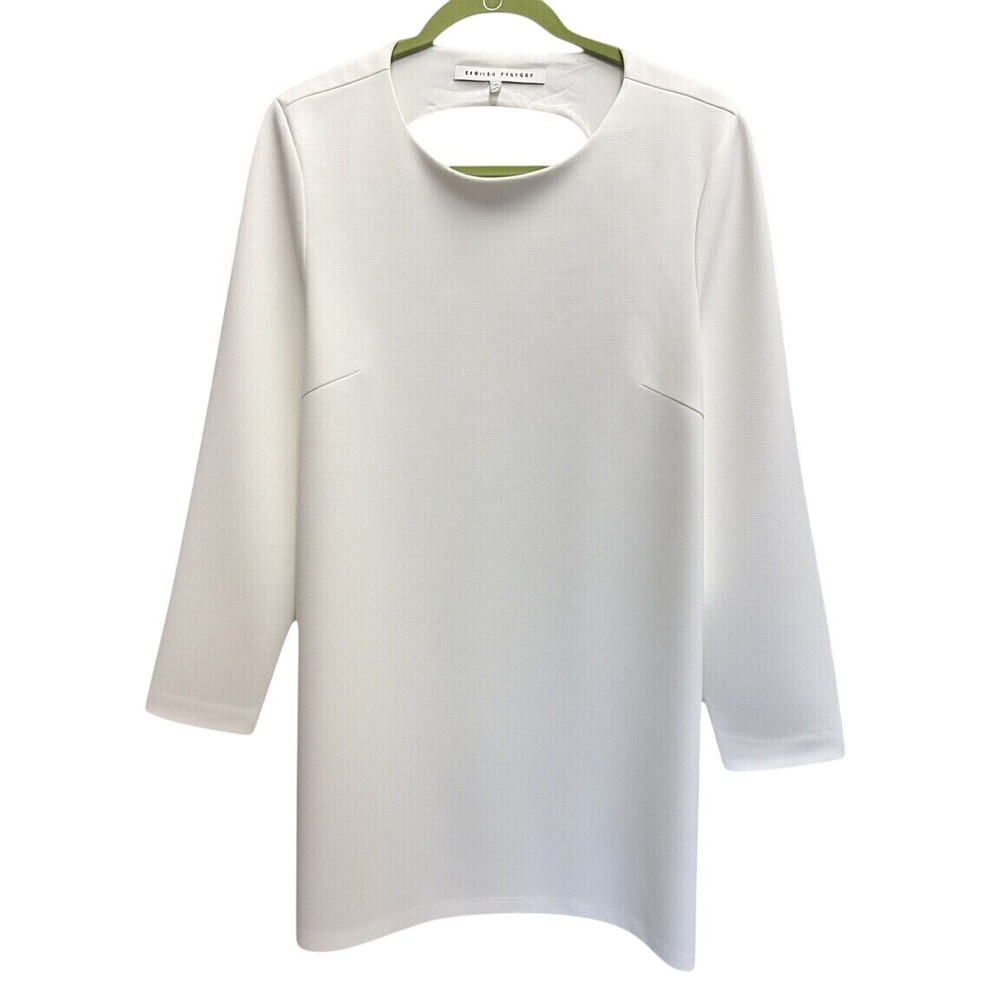 English Factory Dress Womens L White Open Back Cutout Long Sleeve Shift Dress